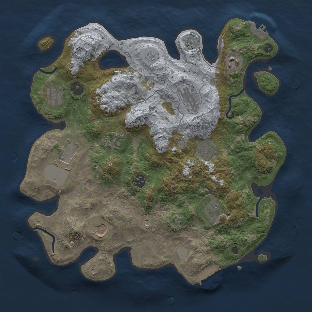 Rust Map: Procedural Map, Size: 3500, Seed: 2139979593, 19 Monuments