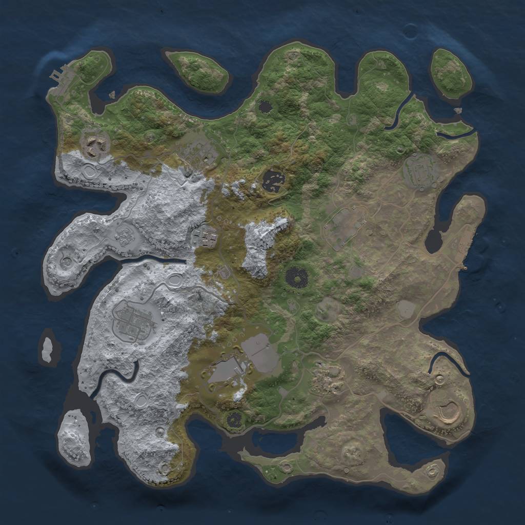 Rust Map: Procedural Map, Size: 3500, Seed: 736033285, 19 Monuments