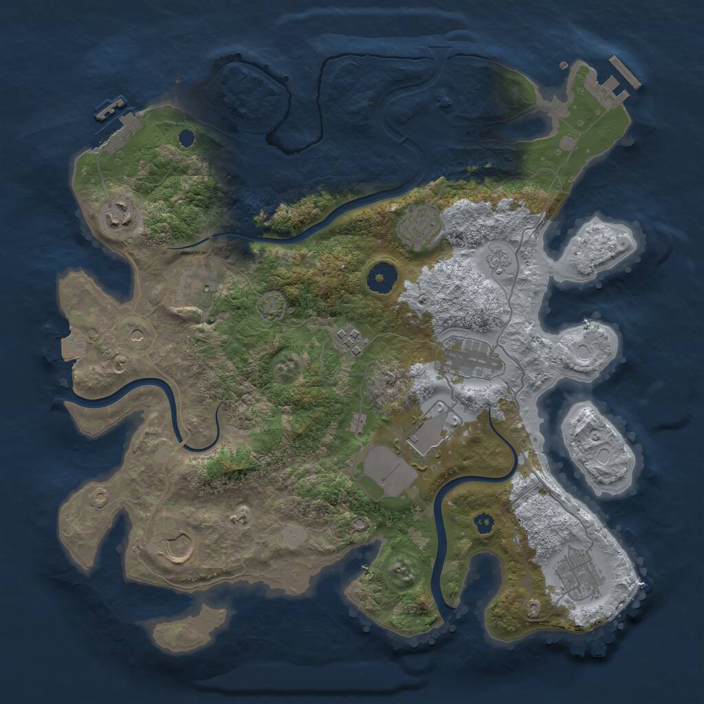 Rust Map: Procedural Map, Size: 3500, Seed: 86802359, 14 Monuments