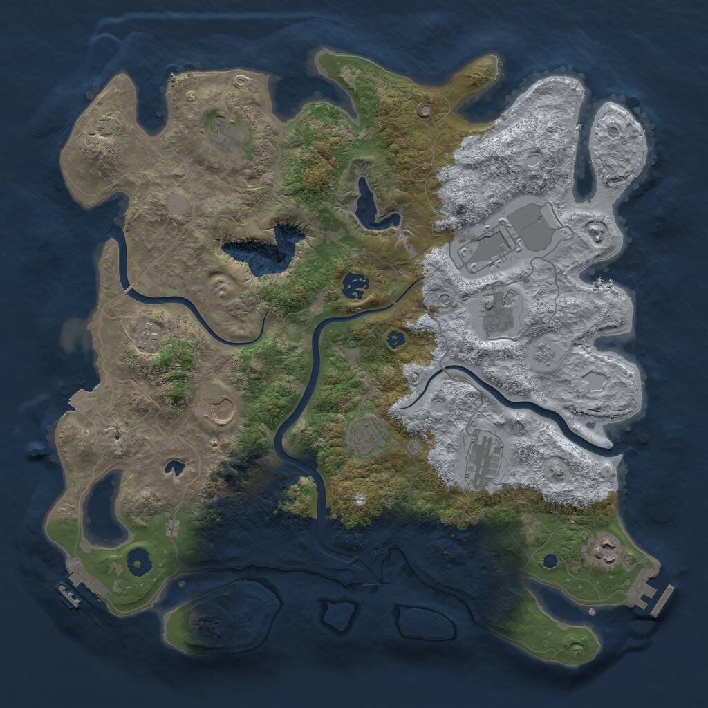 Rust Map: Procedural Map, Size: 4000, Seed: 166, 15 Monuments
