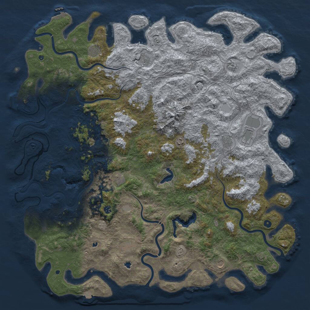 Rust Map: Procedural Map, Size: 6000, Seed: 1703, 17 Monuments