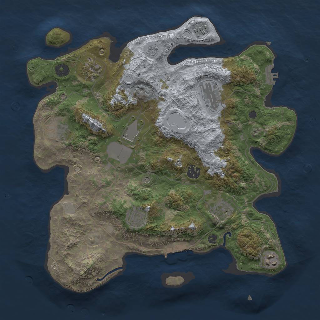 Rust Map: Procedural Map, Size: 3500, Seed: 1342347296, 18 Monuments