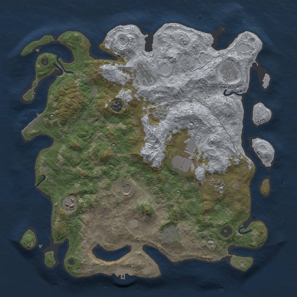 Rust Map: Procedural Map, Size: 4000, Seed: 1703, 18 Monuments