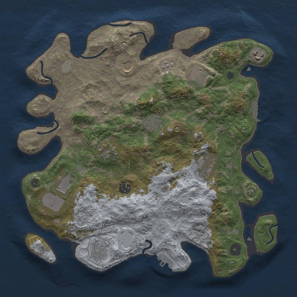 Rust Map: Procedural Map, Size: 3700, Seed: 2127981222, 19 Monuments