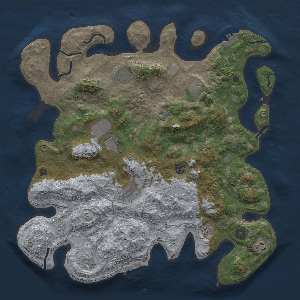 Rust Map: Procedural Map, Size: 4000, Seed: 91125435, 17 Monuments