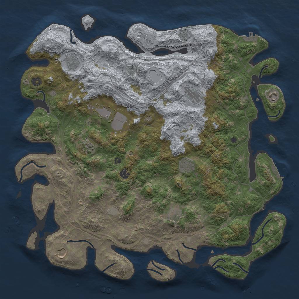 Rust Map: Procedural Map, Size: 4500, Seed: 831580, 19 Monuments
