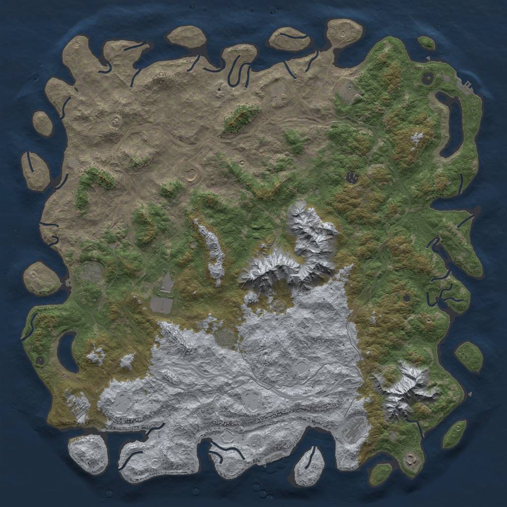 Rust Map: Procedural Map, Size: 6000, Seed: 2334636, 20 Monuments