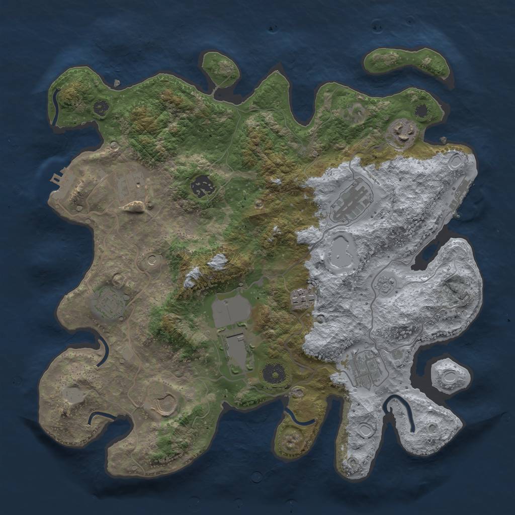 Rust Map: Procedural Map, Size: 3500, Seed: 65215209, 18 Monuments