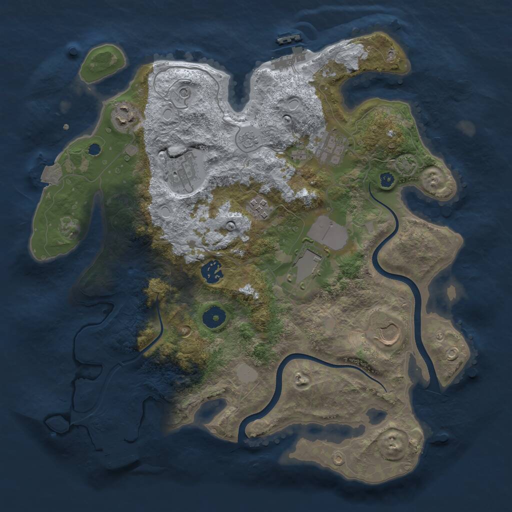 Rust Map: Procedural Map, Size: 3500, Seed: 90908552, 13 Monuments