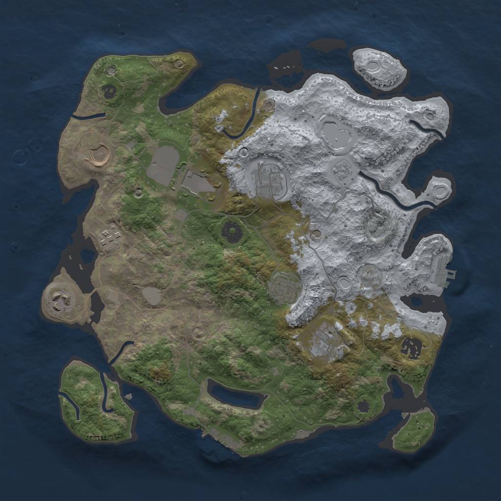 Rust Map: Procedural Map, Size: 3500, Seed: 14097712, 17 Monuments