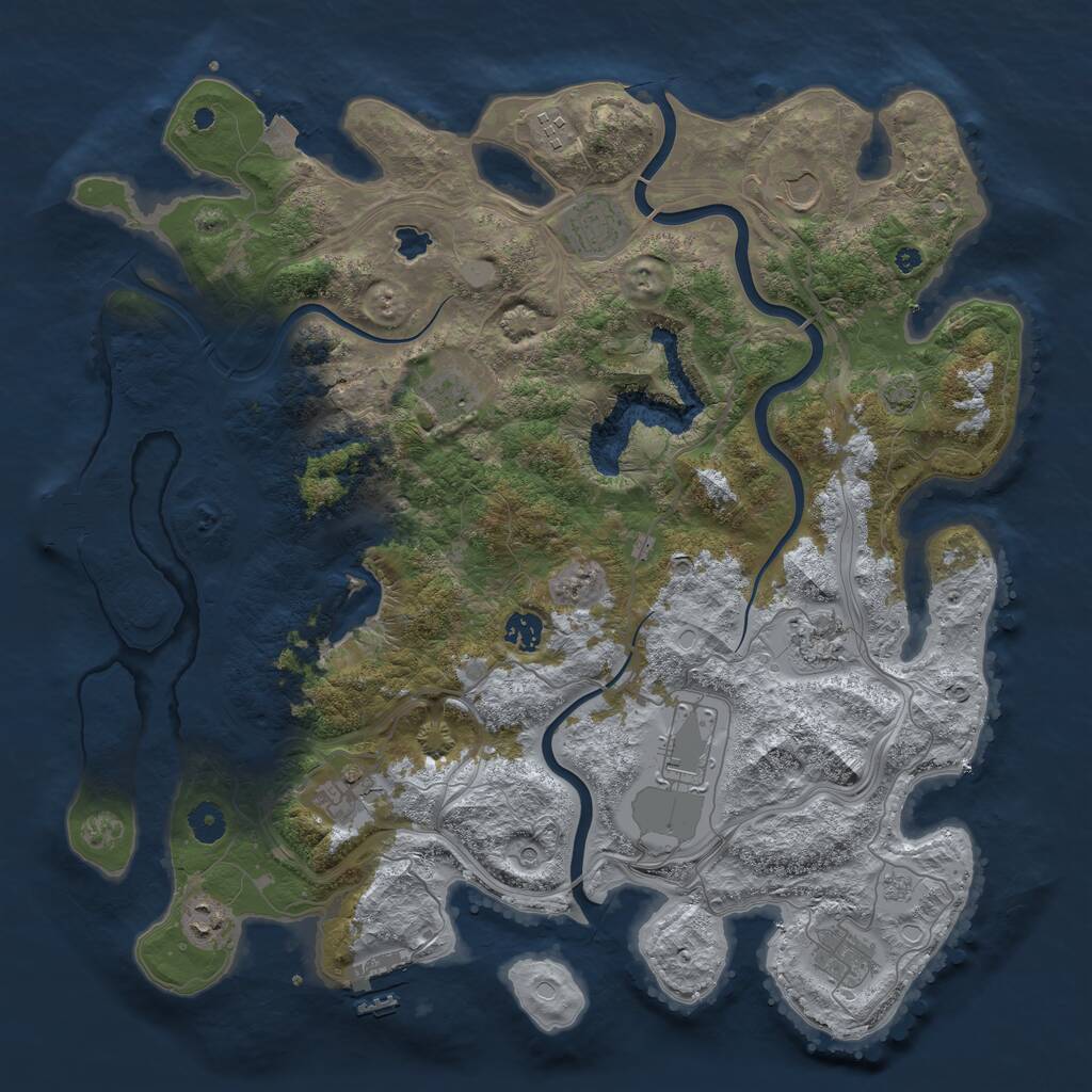 Rust Map: Procedural Map, Size: 4250, Seed: 1870977253, 16 Monuments