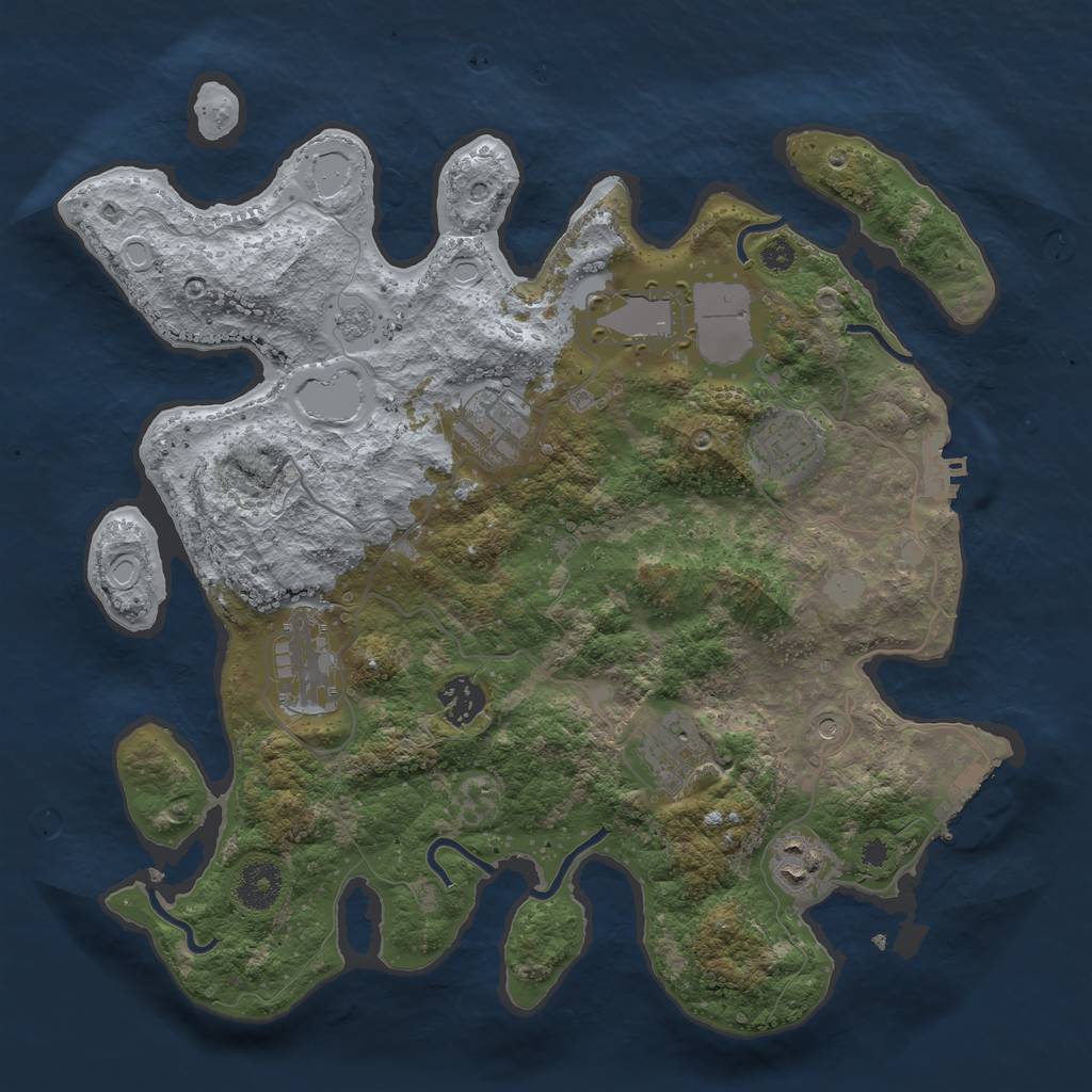 Rust Map: Procedural Map, Size: 3500, Seed: 68041069, 16 Monuments