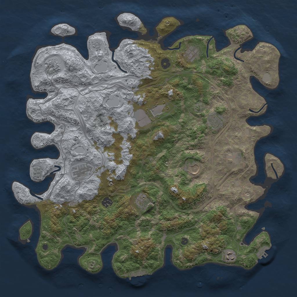 Rust Map: Procedural Map, Size: 4425, Seed: 2027551206, 20 Monuments
