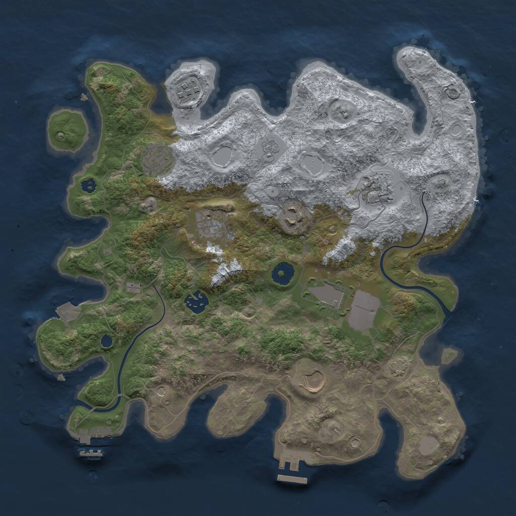 Rust Map: Procedural Map, Size: 3500, Seed: 13250167, 14 Monuments