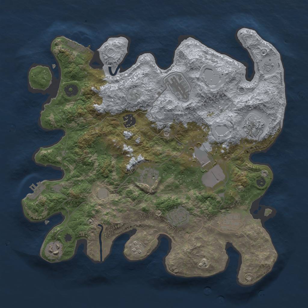 Rust Map: Procedural Map, Size: 3500, Seed: 13250167, 18 Monuments