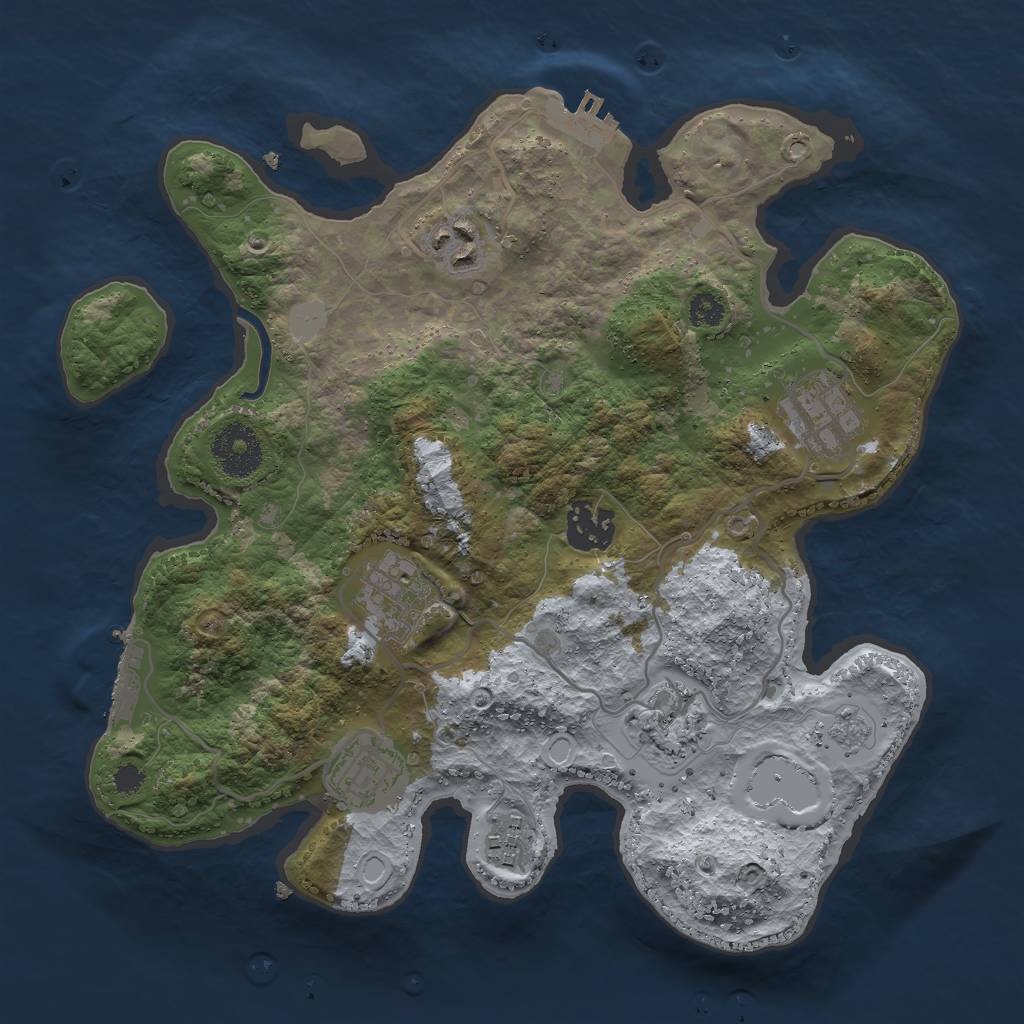 Rust Map: Procedural Map, Size: 3000, Seed: 69336, 15 Monuments