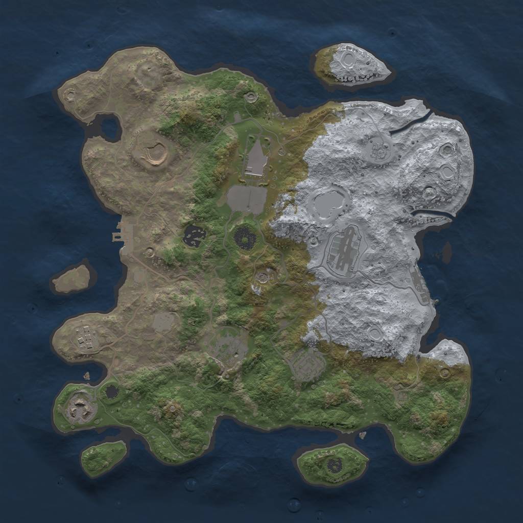 Rust Map: Procedural Map, Size: 3500, Seed: 1334210051, 17 Monuments