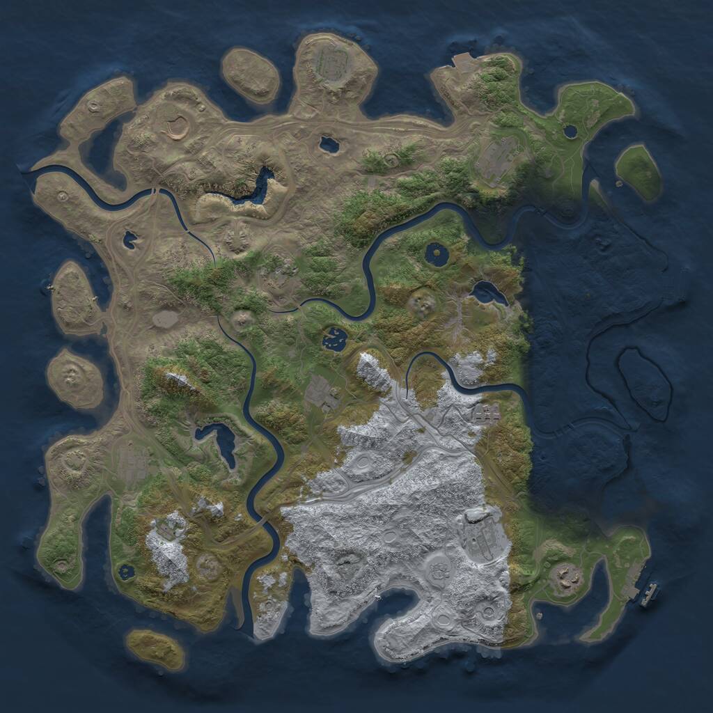 Rust Map: Procedural Map, Size: 4500, Seed: 36781, 16 Monuments