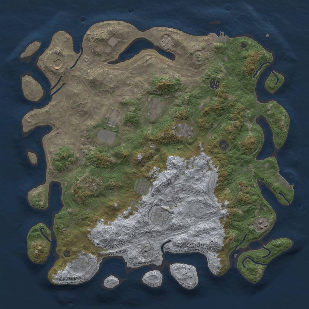 Rust Map: Procedural Map, Size: 4500, Seed: 308480829, 20 Monuments