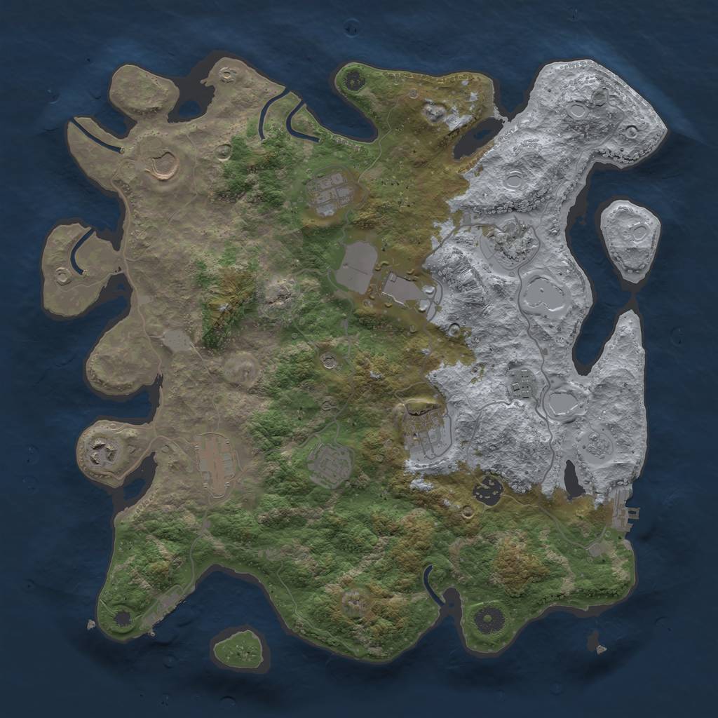 Rust Map: Procedural Map, Size: 3800, Seed: 28093352, 19 Monuments