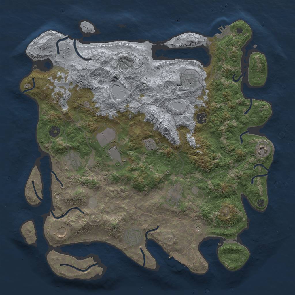Rust Map: Procedural Map, Size: 4000, Seed: 1592479093, 19 Monuments