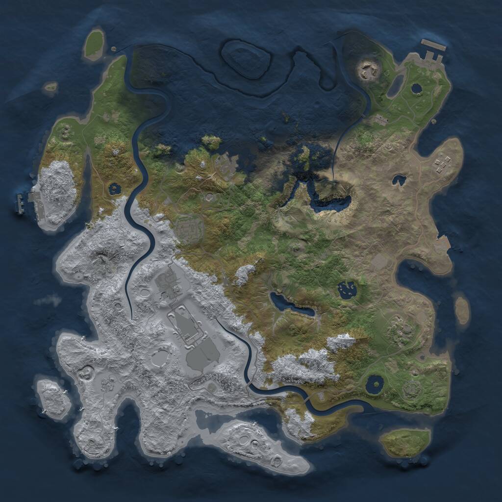 Rust Map: Procedural Map, Size: 4000, Seed: 1965176338, 14 Monuments