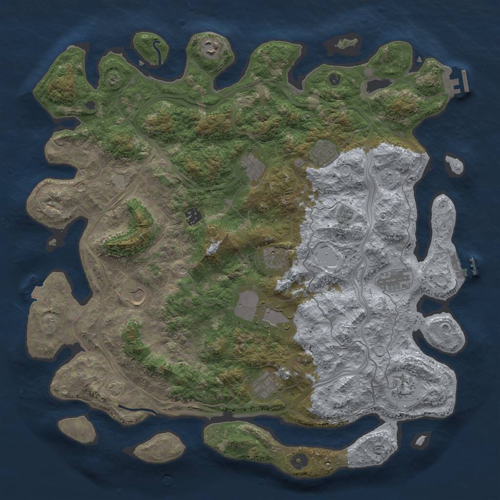 Rust Map: Procedural Map, Size: 4500, Seed: 318398964, 17 Monuments