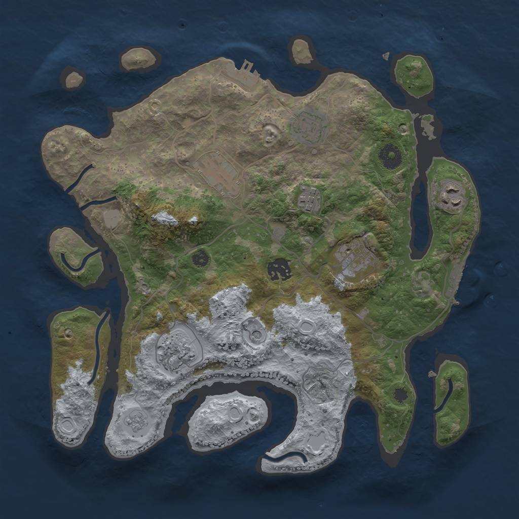 Rust Map: Procedural Map, Size: 3300, Seed: 1344693802, 16 Monuments