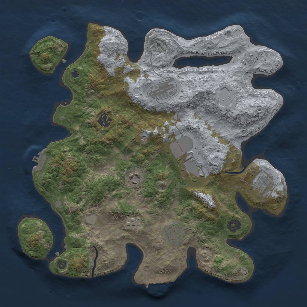 Rust Map: Procedural Map, Size: 3500, Seed: 2055960290, 16 Monuments