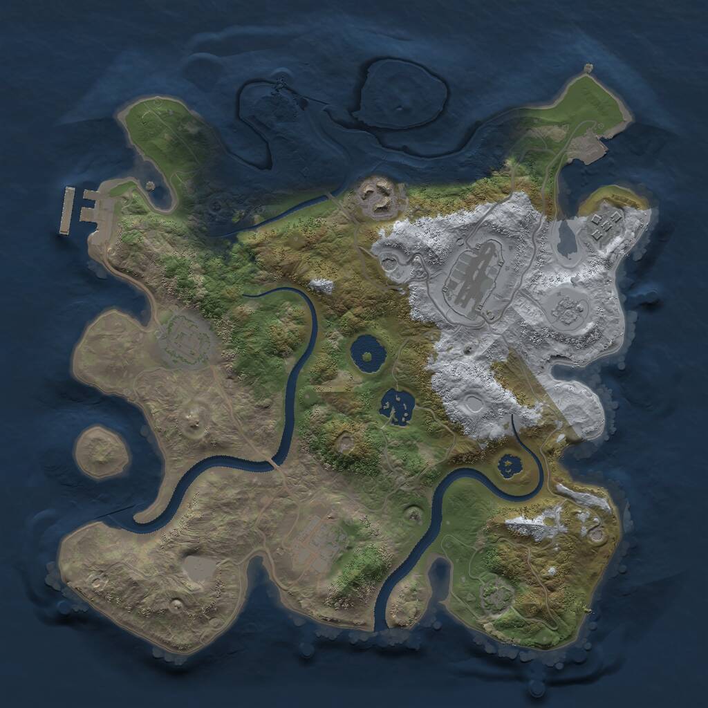Rust Map: Procedural Map, Size: 3000, Seed: 27564, 11 Monuments