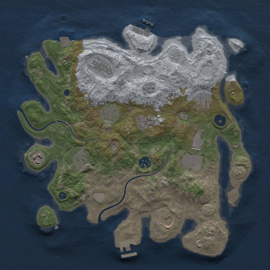 Rust Map: Procedural Map, Size: 3500, Seed: 1623409855, 16 Monuments