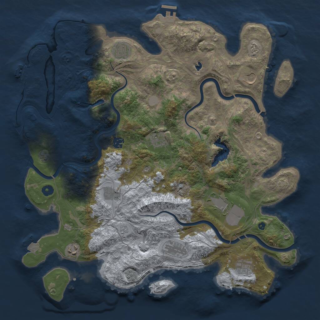 Rust Map: Procedural Map, Size: 4250, Seed: 185420811, 16 Monuments
