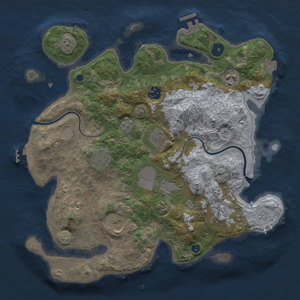 Rust Map: Procedural Map, Size: 3500, Seed: 10898053, 14 Monuments