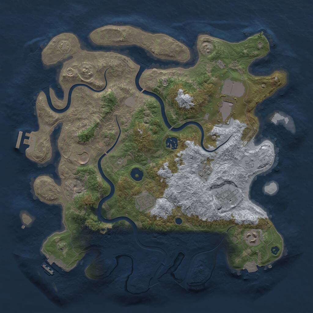 Rust Map: Procedural Map, Size: 3700, Seed: 767743629, 13 Monuments