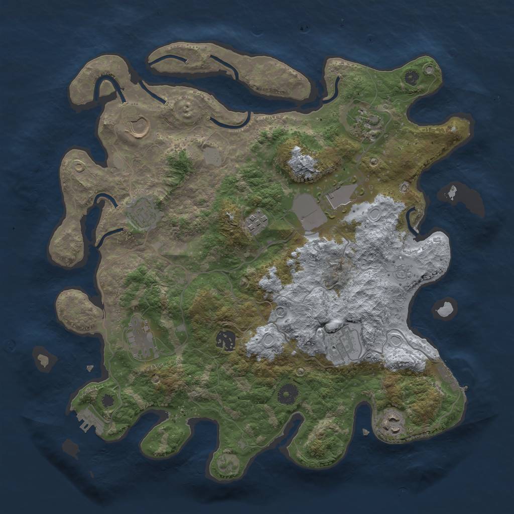 Rust Map: Procedural Map, Size: 3700, Seed: 767743629, 18 Monuments