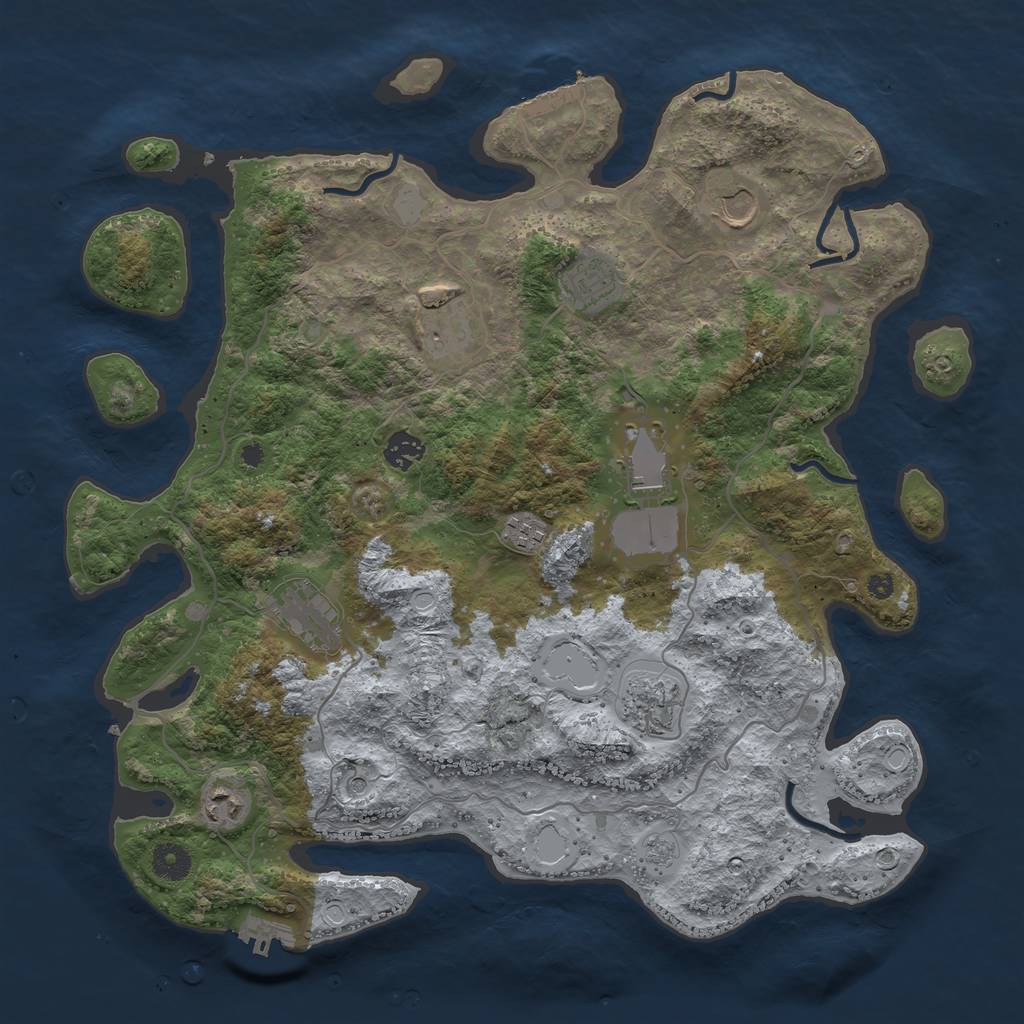 Rust Map: Procedural Map, Size: 4000, Seed: 201358255, 18 Monuments