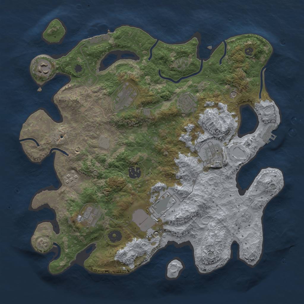 Rust Map: Procedural Map, Size: 3500, Seed: 78545466, 17 Monuments