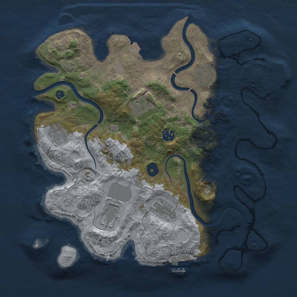 Rust Map: Procedural Map, Size: 3500, Seed: 689052379, 12 Monuments