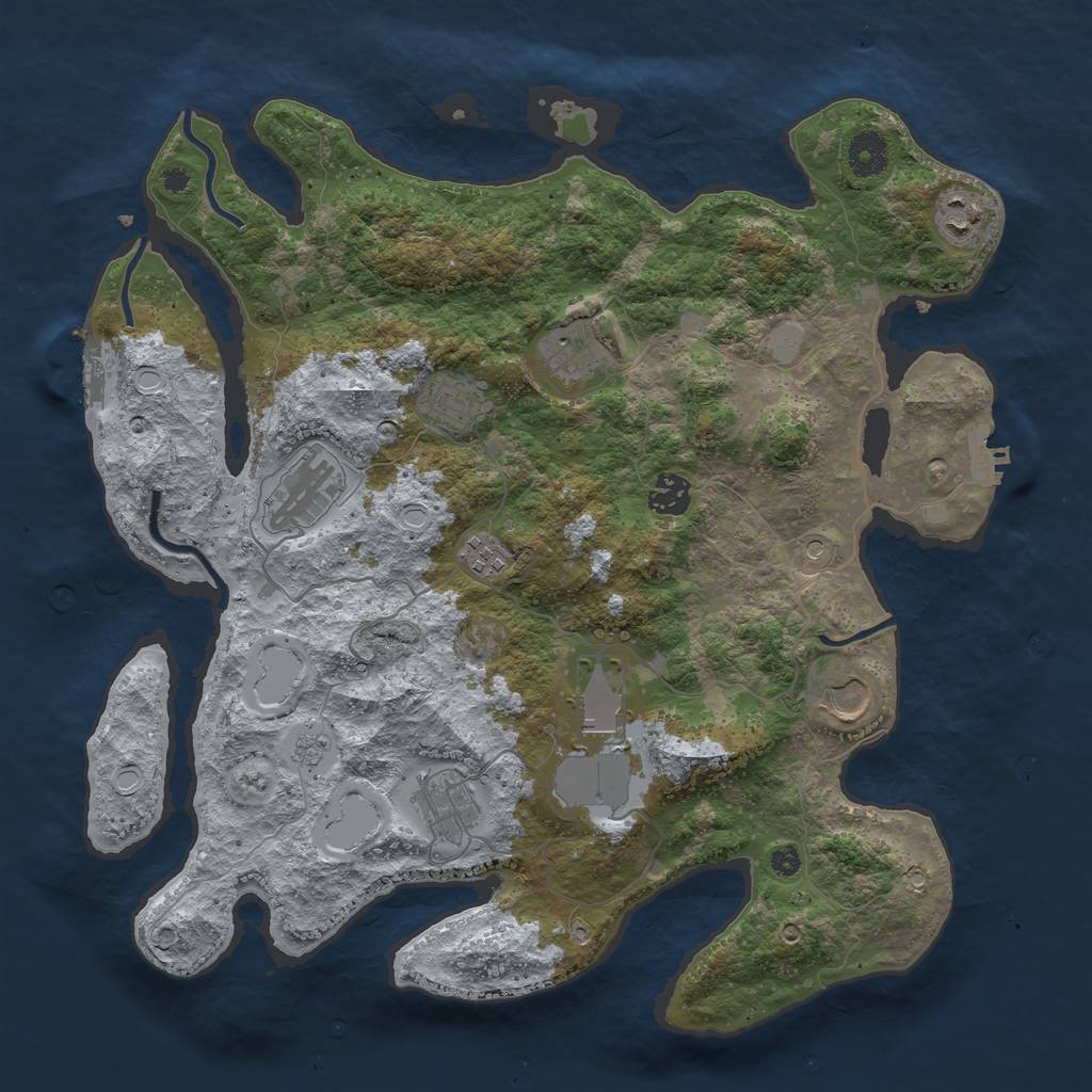 Rust Map: Procedural Map, Size: 3800, Seed: 9111, 18 Monuments