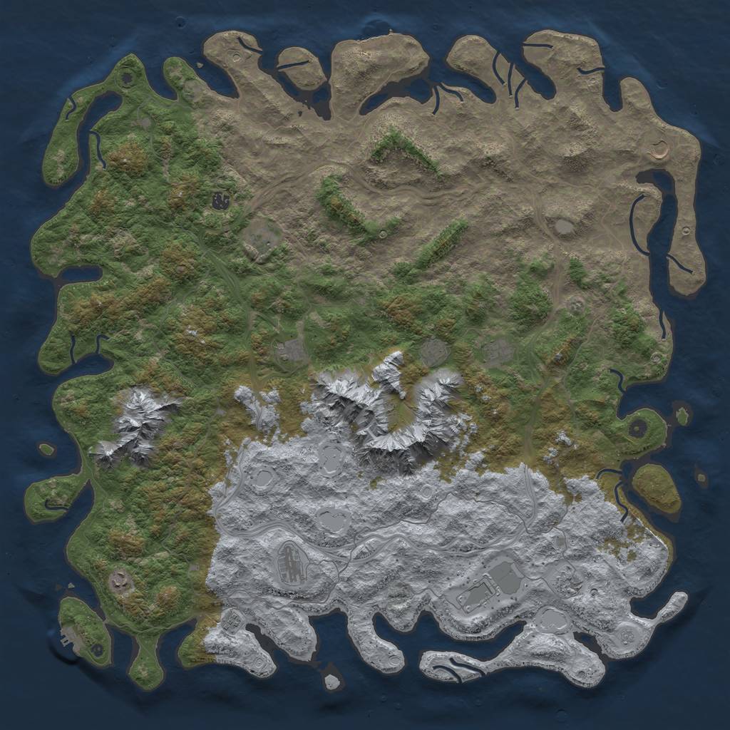 Rust Map: Procedural Map, Size: 6000, Seed: 6966, 20 Monuments