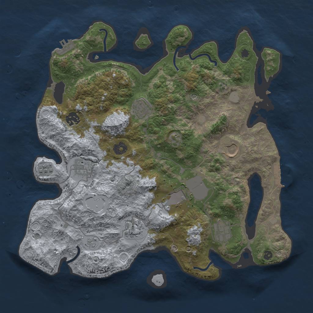 Rust Map: Procedural Map, Size: 3500, Seed: 32156254, 17 Monuments