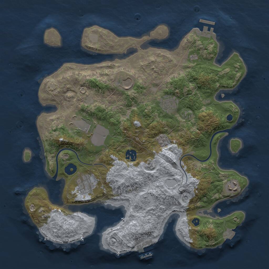 Rust Map: Procedural Map, Size: 3500, Seed: 2135156708, 13 Monuments