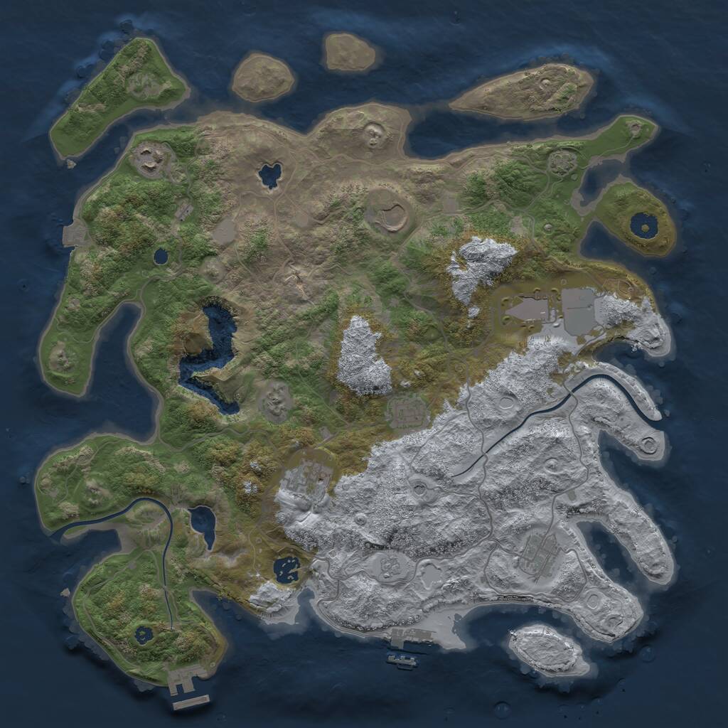 Rust Map: Procedural Map, Size: 4000, Seed: 1894013432, 13 Monuments