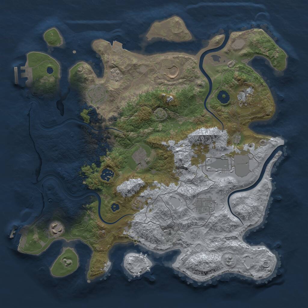 Rust Map: Procedural Map, Size: 3700, Seed: 740854379, 15 Monuments