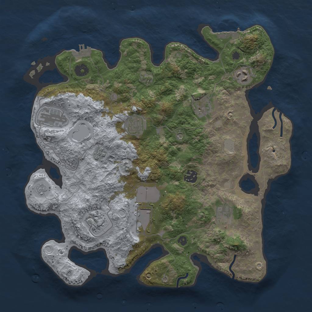 Rust Map: Procedural Map, Size: 3500, Seed: 912273657, 18 Monuments