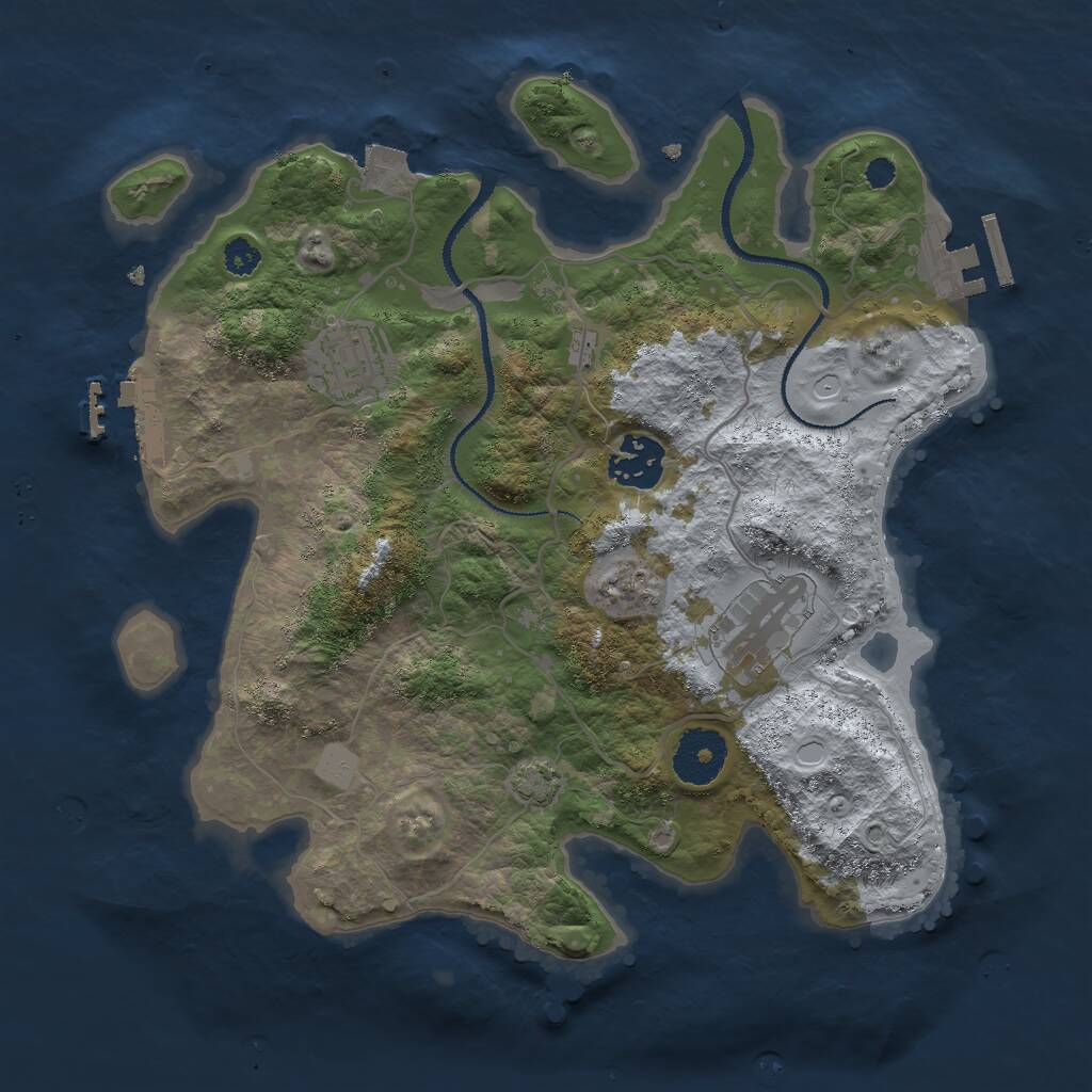 Rust Map: Procedural Map, Size: 3000, Seed: 32522, 7 Monuments