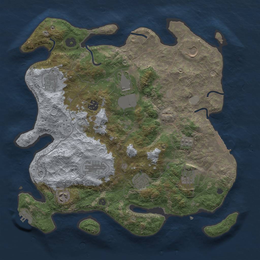 Rust Map: Procedural Map, Size: 3696, Seed: 604154750, 18 Monuments