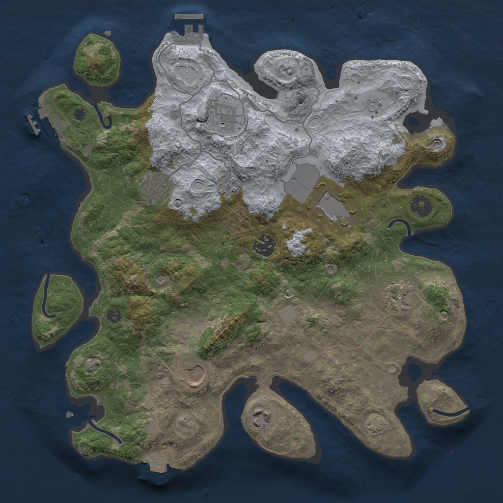 Rust Map: Procedural Map, Size: 3500, Seed: 1465334973, 14 Monuments