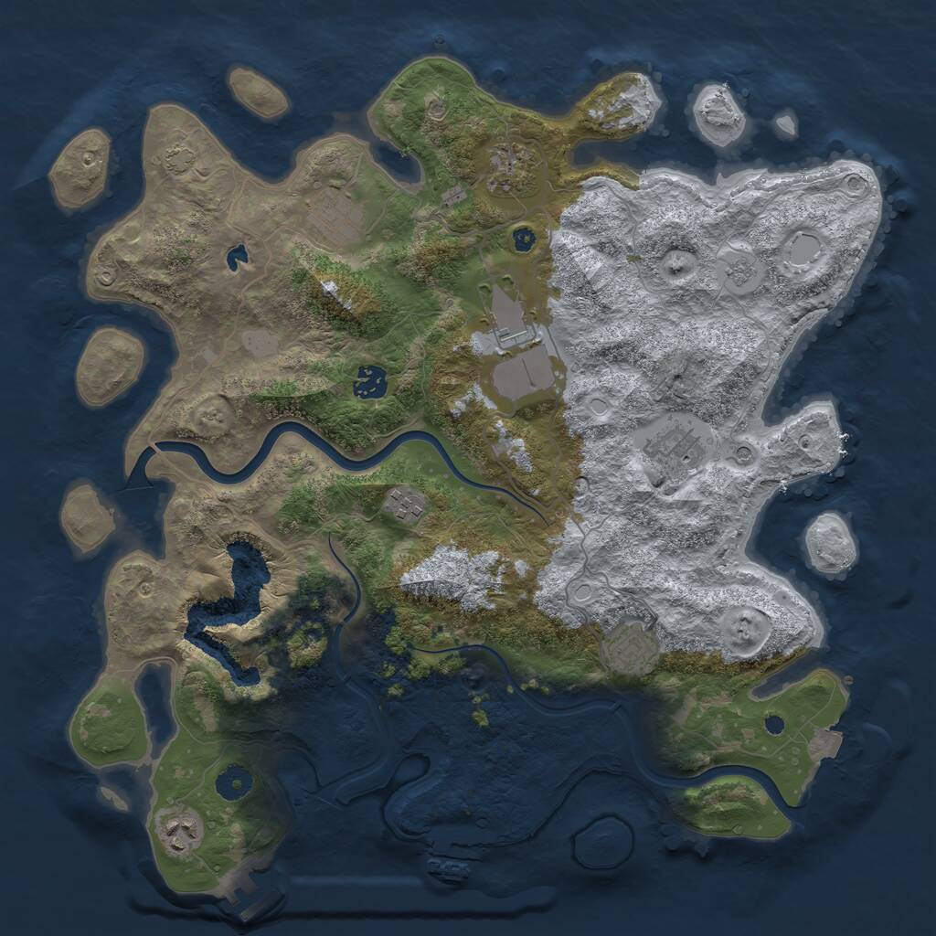 Rust Map: Procedural Map, Size: 4000, Seed: 14921345, 14 Monuments