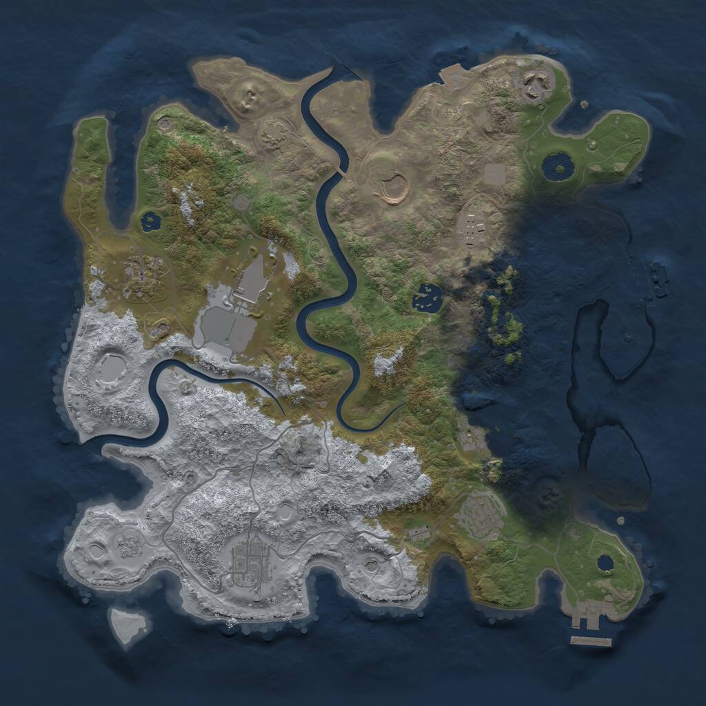 Rust Map: Procedural Map, Size: 3500, Seed: 2088679082, 15 Monuments